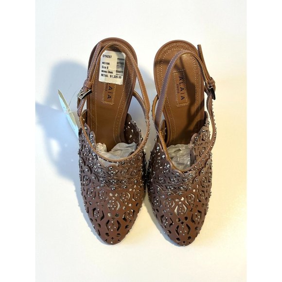 Alaia Purple Cutout Studded Slingback Heels, Size 8 (US) 38 (IT), New! $1,320 - Picture 2 of 11